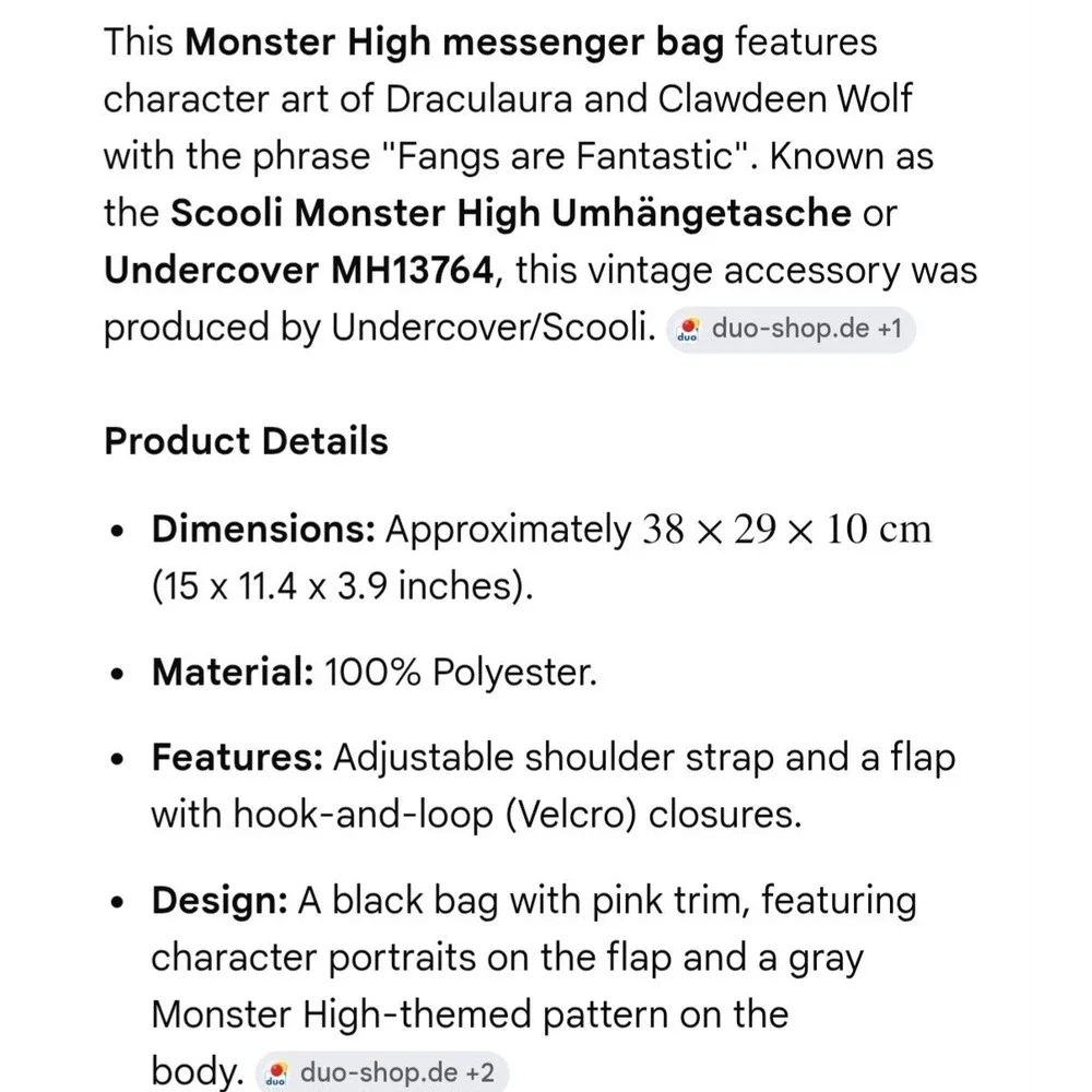 Monster High Crossbody Purse Shoulder Messenger Bag